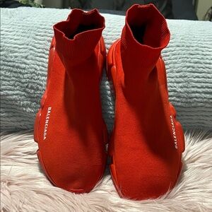 Balenciaga Vibrant Red Knit Sneakers